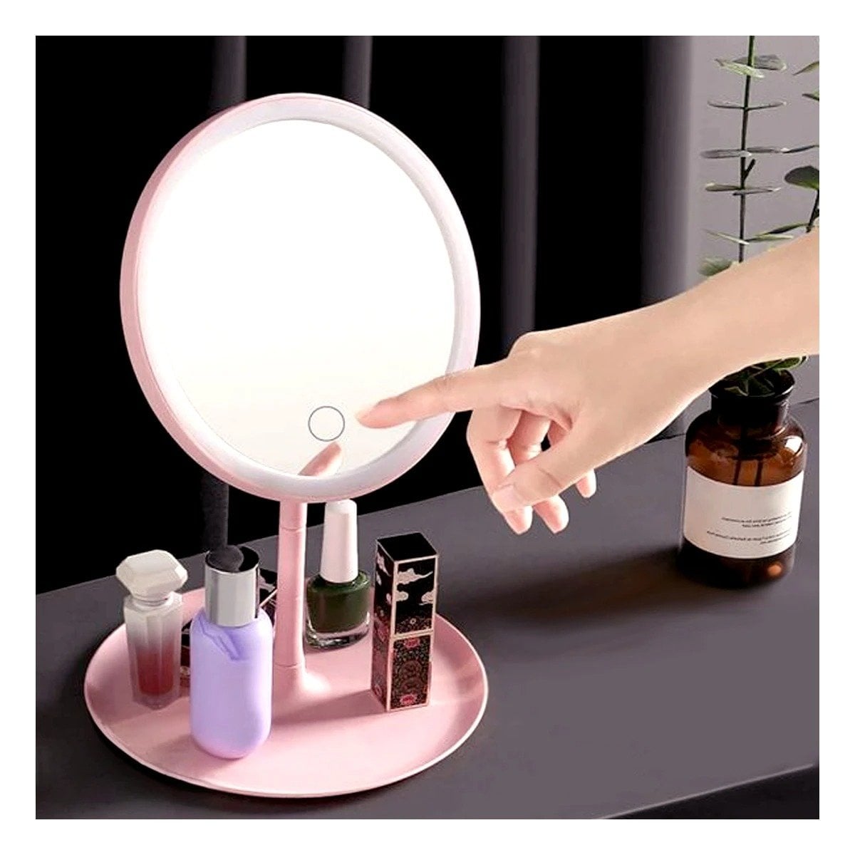 PACK2 LUNA MINIMALISTA LED TACTIL CIRCULAR ROSADO CON LUZ INTEGRADA Y+PAPEL REGALO - 2