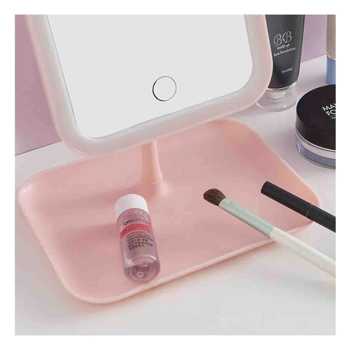 PACK2 TOCADOR PRACTICO LED TACTIL CUADRADO ROSADO CON BASE FIRME Y+REGALO STICKER - 3
