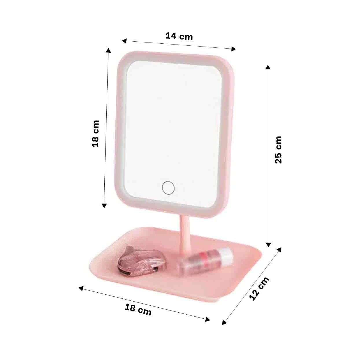 PACK2 TOCADOR PRACTICO LED TACTIL CUADRADO ROSADO CON BASE FIRME Y+REGALO STICKER - 4