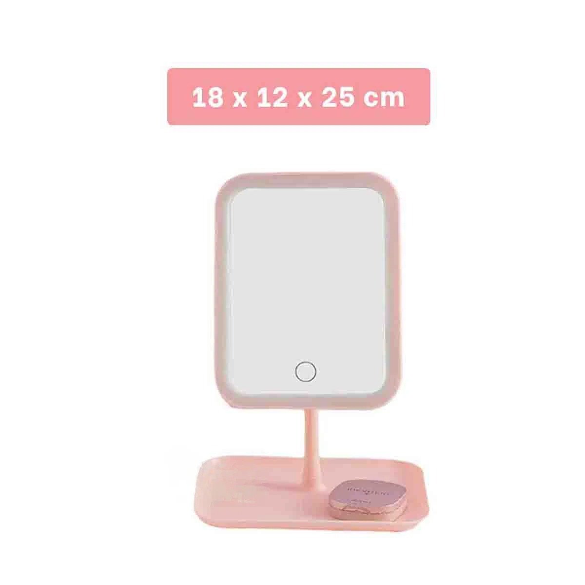 PACK4 REFLEJO CUADRADO MODERNO LED TACTIL ROSADO CON LUZ BLANCA Y+REGALO STICKER - 4