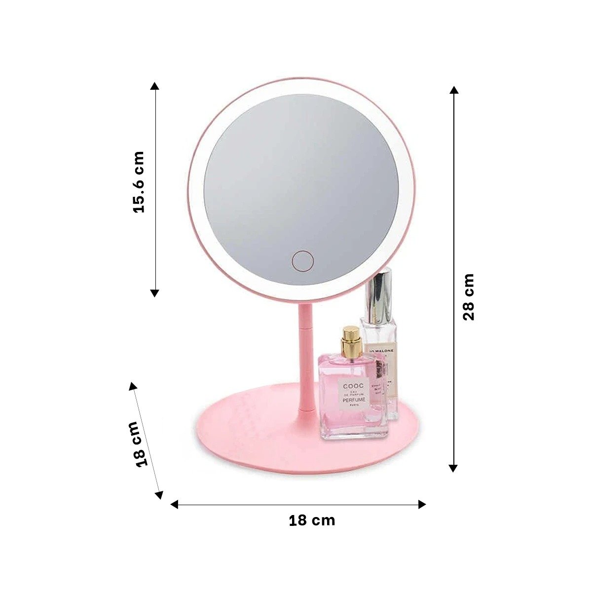 PACK12 VISOR CIRCULAR MODERNO LED TACTIL ROSADO CON BASE ESTABLE Y+PAPEL REGALO - 4