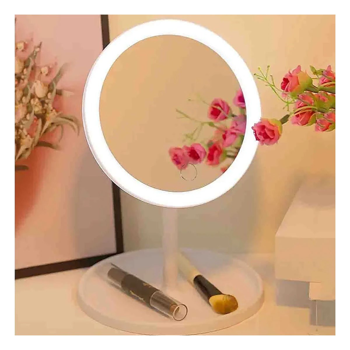 PACK12 REFLEJO PORTATIL LED TACTIL CIRCULAR BLANCO PARA MAQUILLAJE - 2