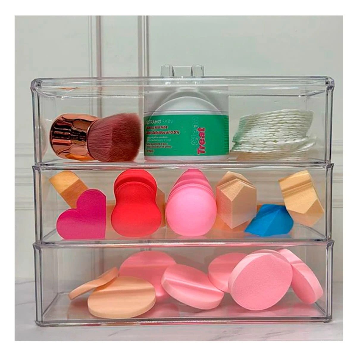 PACK4 CAJA EN COLOR TRANSPARENTE CON 3 PISOS AMPLIOS Y FORMATO SIN COMPARTIMENTOS - 3