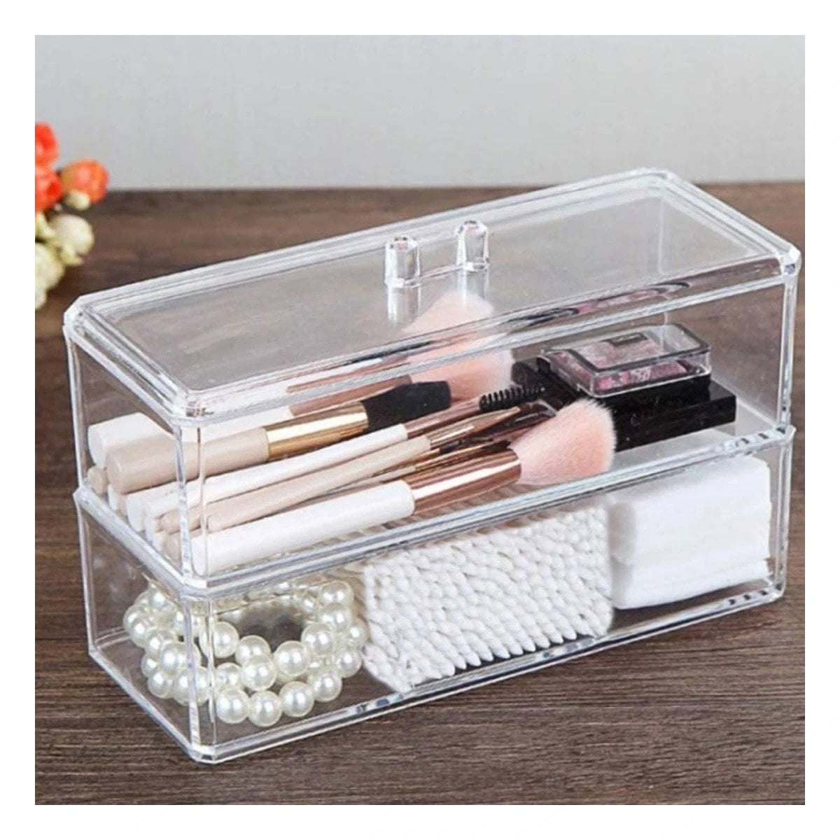 PACK2 CAJA DE ACRILICO TRES PISOS EN COLOR TRANSPARENTE CON INTERIOR LIBRE Y+REGALO STICKER - 5
