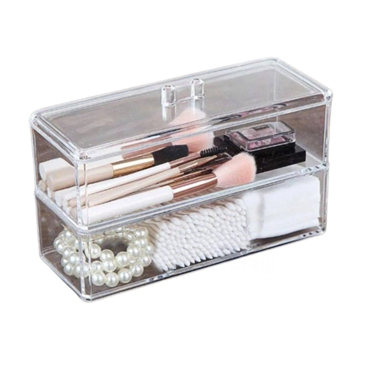 PACK12 CONTENEDOR EN COLOR TRANSPARENTE CON INTERIOR AMPLIO EN 2 PISOS Y+REGALO STICKER - 2
