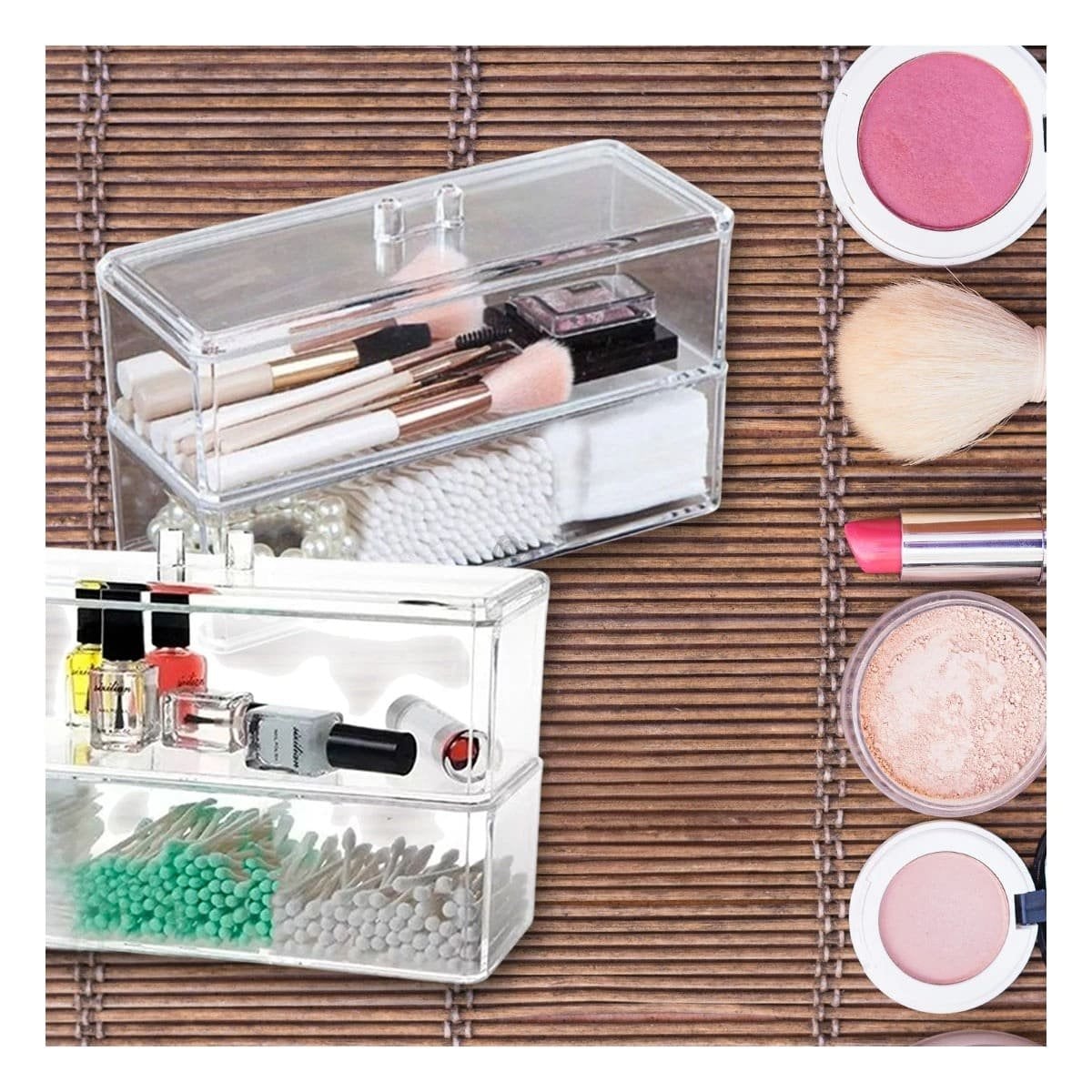 PACK12 ORGANIZADOR EN COLOR TRANSPARENTE TRES PISOS CON INTERIOR LIBRE Y+PAPEL REGALO - 1