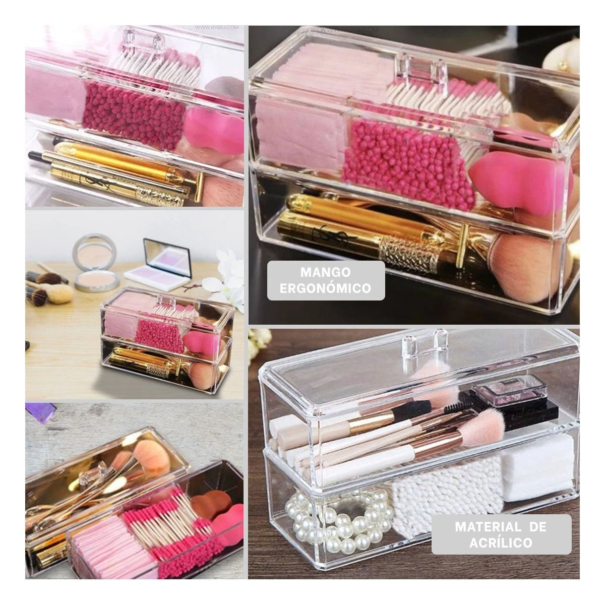 PACK12 ORGANIZADOR EN COLOR TRANSPARENTE TRES PISOS CON INTERIOR LIBRE Y+PAPEL REGALO - 2