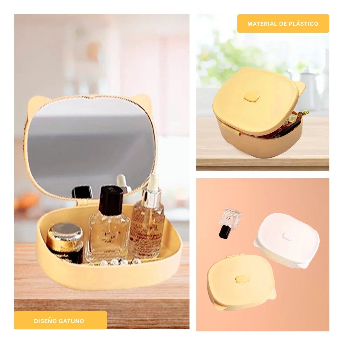 PACK12 ESTUCHE CON FORMA GATO EN COLOR AMARILLO Y ESPACIOS DIVIDIDOS Y+PAPEL REGALO - 2