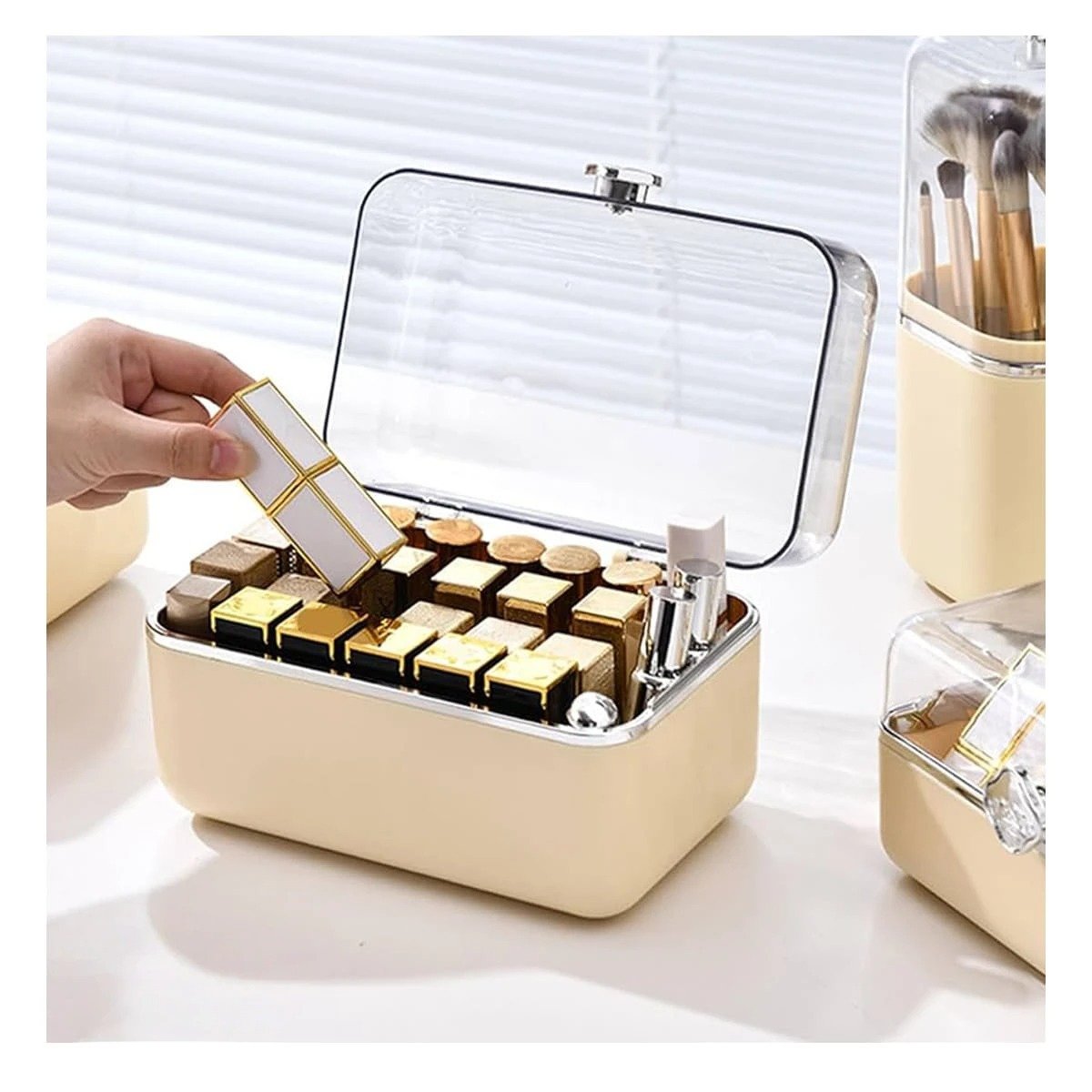 PACK4 CAJA EN COLOR BEIGE DE ORGANIZACION COMPLETA CON 28 COMPARTIMENTOS Y+PAPEL REGALO - 2