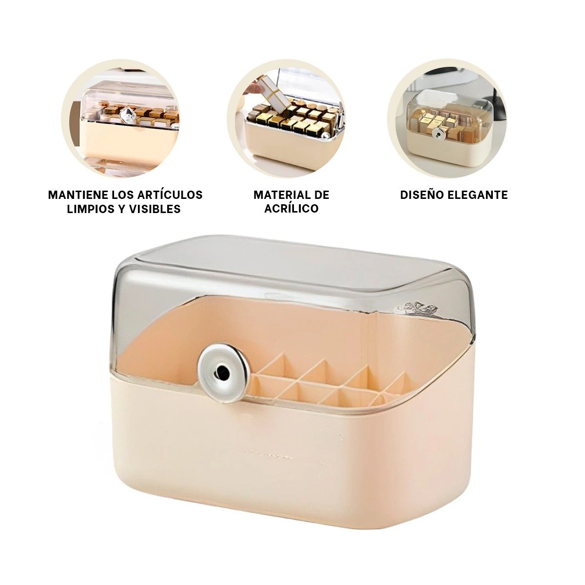 PACK4 CAJA EN COLOR BEIGE DE ORGANIZACION COMPLETA CON 28 COMPARTIMENTOS Y+PAPEL REGALO - 3