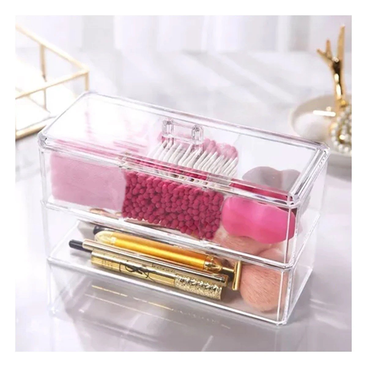 PACK2 CAJA ACRILICA EN COLOR TRANSPARENTE CON TRES PISOS DE ESPACIO CONTINUO - 3