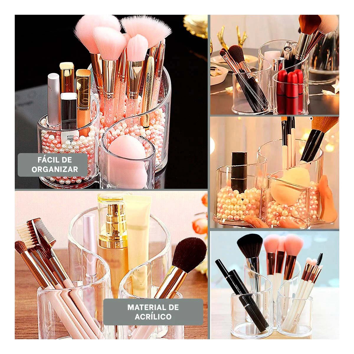 PACK4 EXHIBIDOR OVALADO ACRILICO 3 COMPARTIMIENTOS PARA BELLEZA Y+REGALO STICKER - 2