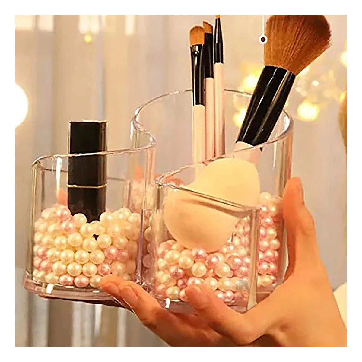 PACK4 EXHIBIDOR OVALADO ACRILICO 3 COMPARTIMIENTOS PARA BELLEZA Y+REGALO STICKER - 3