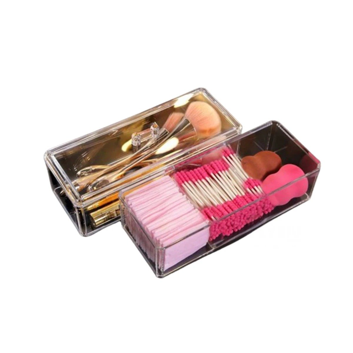 PACK4 CAJA ORGANIZADORA EN COLOR TRANSPARENTE CON TRES PISOS SIN SECCIONES Y+PAPEL REGALO - 3