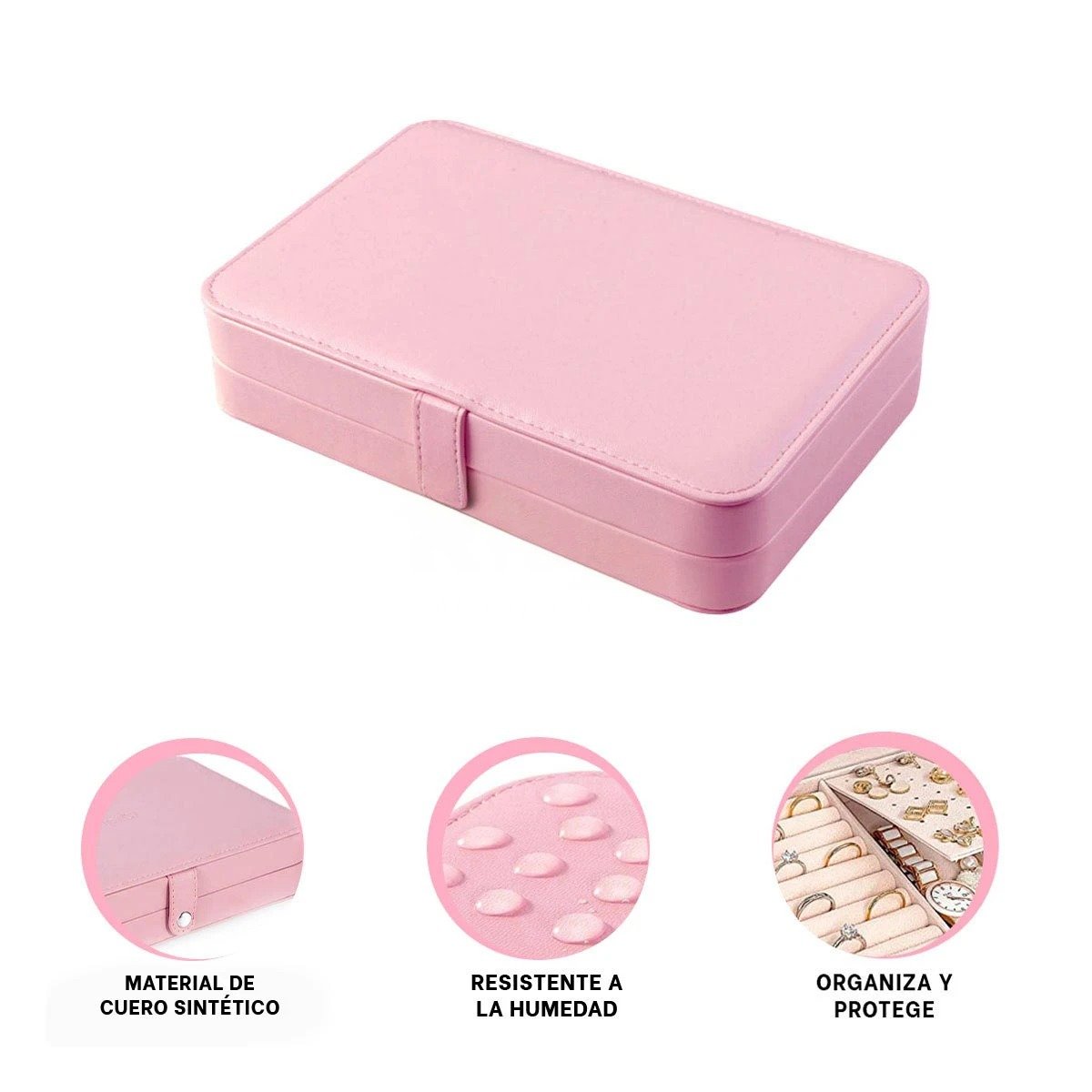 PACK12 ORGANIZADOR DE JOYAS 22X14 CM ROSADO CON DIVISIONES PARA ACCESORIOS - 5