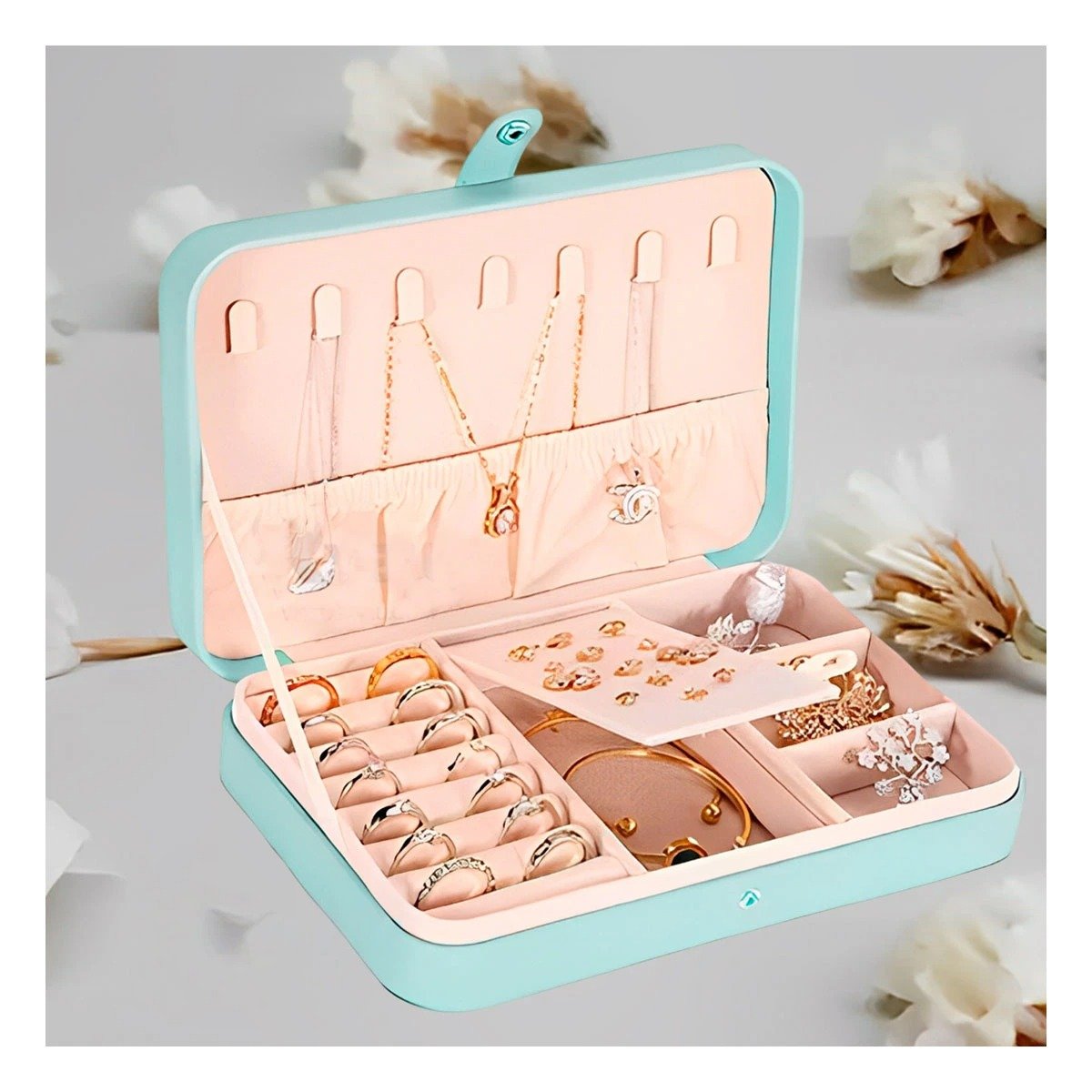 PACK6 ESTUCHE PARA JOYAS 22X14 CM CELESTE ORGANIZADOR PARA MUJER - 3