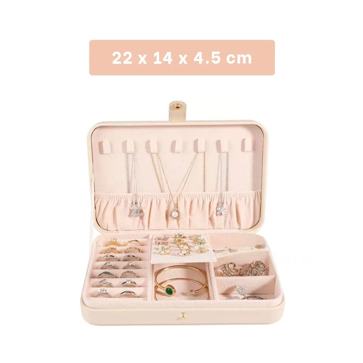 PACK2 ESTUCHE PARA JOYAS 22X14 CM BEIGE CON COMPARTIMIENTOS INTERNOS Y+PAPEL REGALO - 4