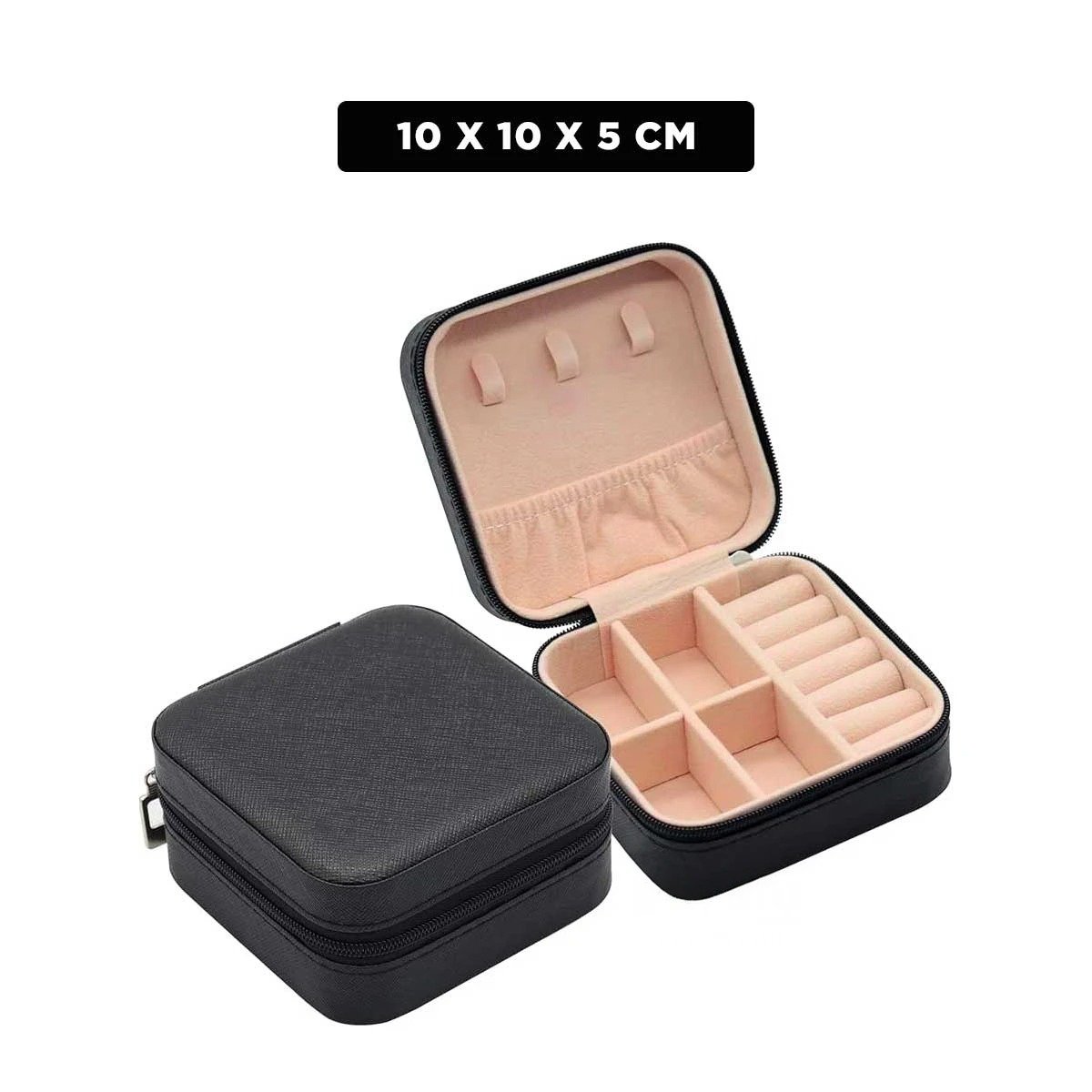 PACK12 CAJA PARA JOYAS MINI PORTATIL NEGRO MODERNA Y FUNCIONAL Y+PAPEL REGALO - 4