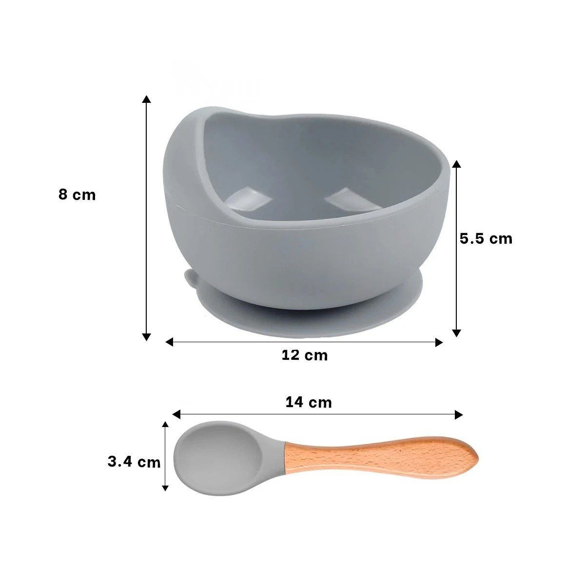 PACK4 SET DE PLATO CUENCO Y CUCHARA PARA BEBE PLOMO LIGERO Y+REGALO STICKER - 4