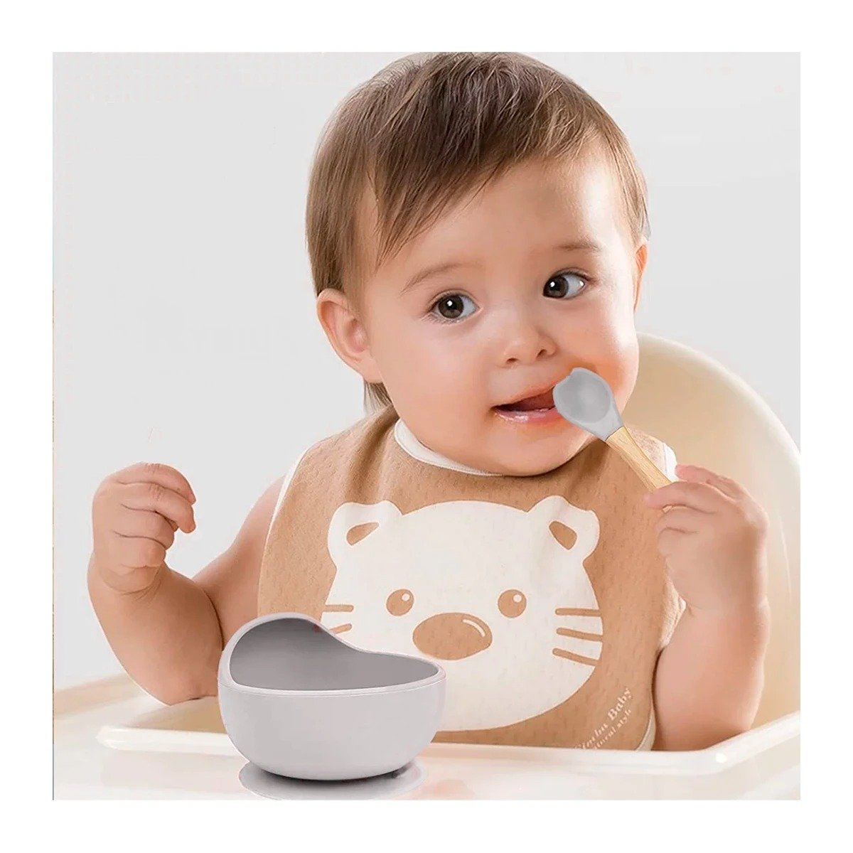 PACK4 SET DE PLATO CUENCO Y CUCHARA PARA BEBE PLOMO LIGERO Y+REGALO STICKER - 5