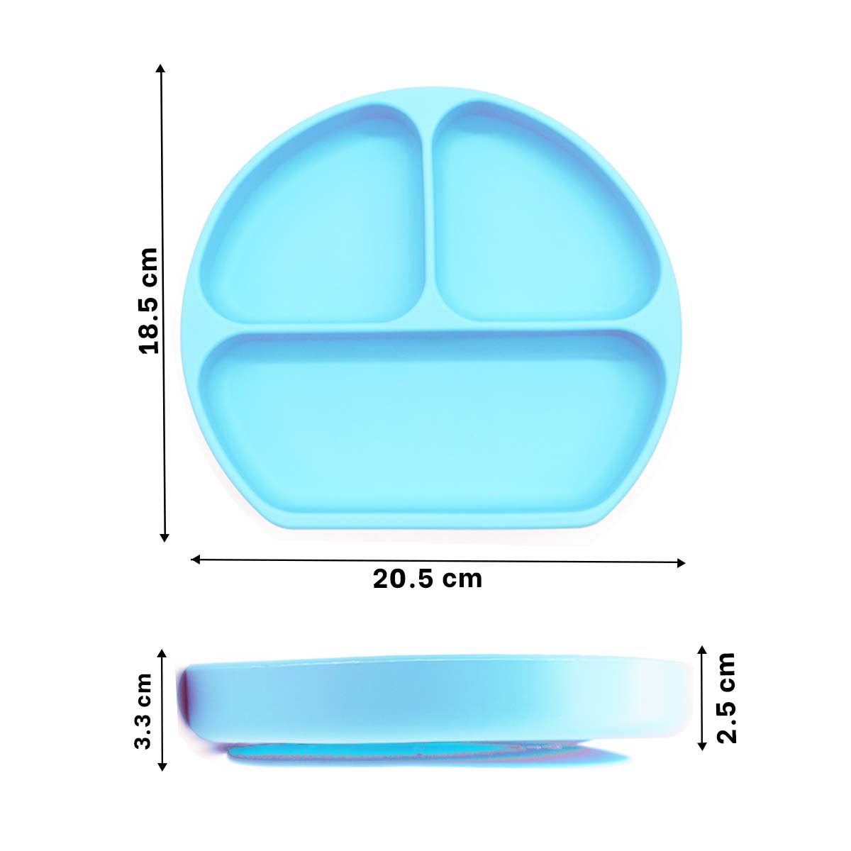 PACK6 VAJILLA DE 3 SECCIONES CELESTE DE SILICONA MUY SUAVE DE GRADO MEDICO Y+PAPEL REGALO - 4