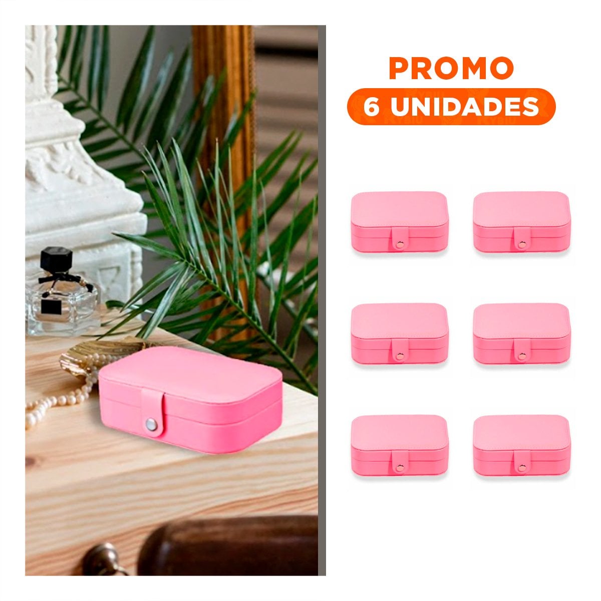 PACK6 JOYERO FUCSIA 16X11X5 CM COMPARTIMIENTOS PARA COLLARES - 1