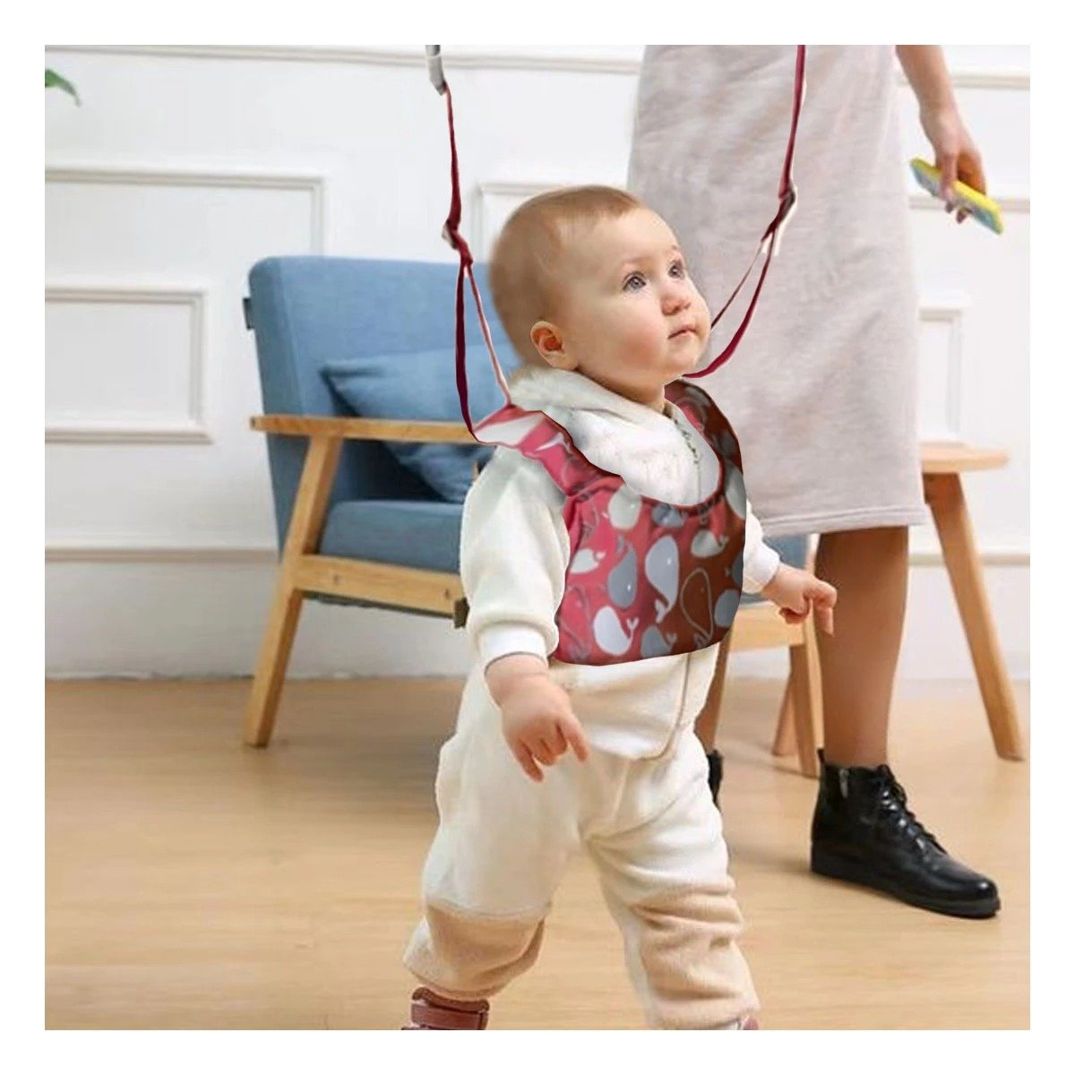 PACK4 FAJA CAMINADOR INFANTIL BEBE ROJO DISEÑO BALLENA LIGERA Y DURADERA - 5