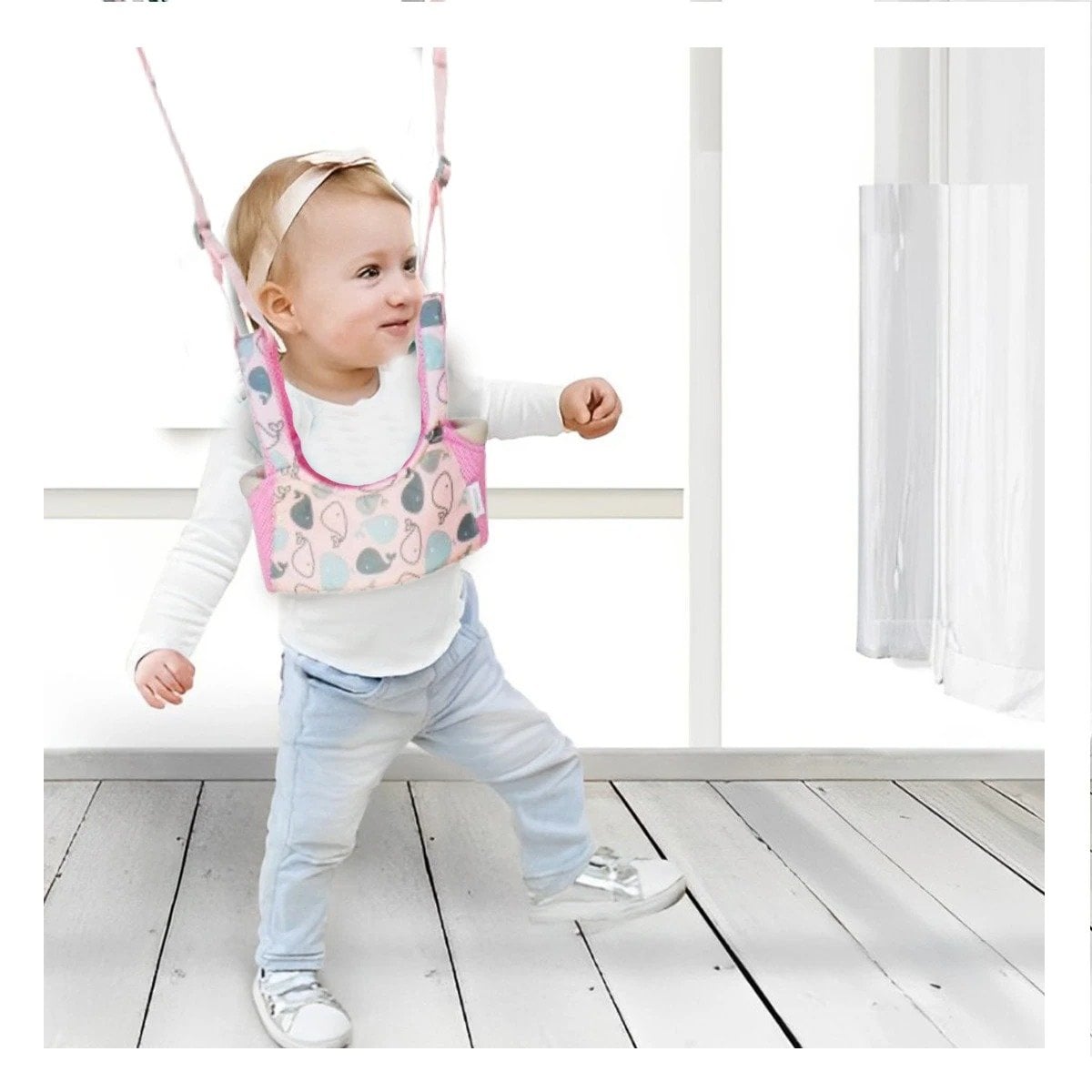 PACK2 ARNES CAMINADOR INFANTIL BEBE ROSADO DISEÑO BALLENA COMODO Y ESTABLE - 3