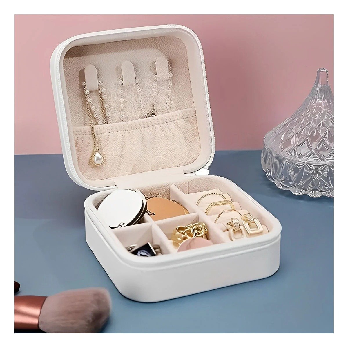 PACK4 CAJA PARA JOYAS MINI PORTATIL BLANCO RESISTENTE Y PRACTICA Y+REGALO STICKER - 5