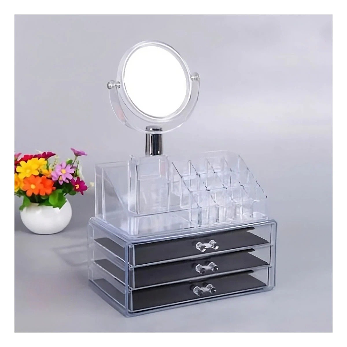 PACK4 MODULO COMPACTO PARA MAQUILLAJE CON CAJONES Y ESPEJO - 2