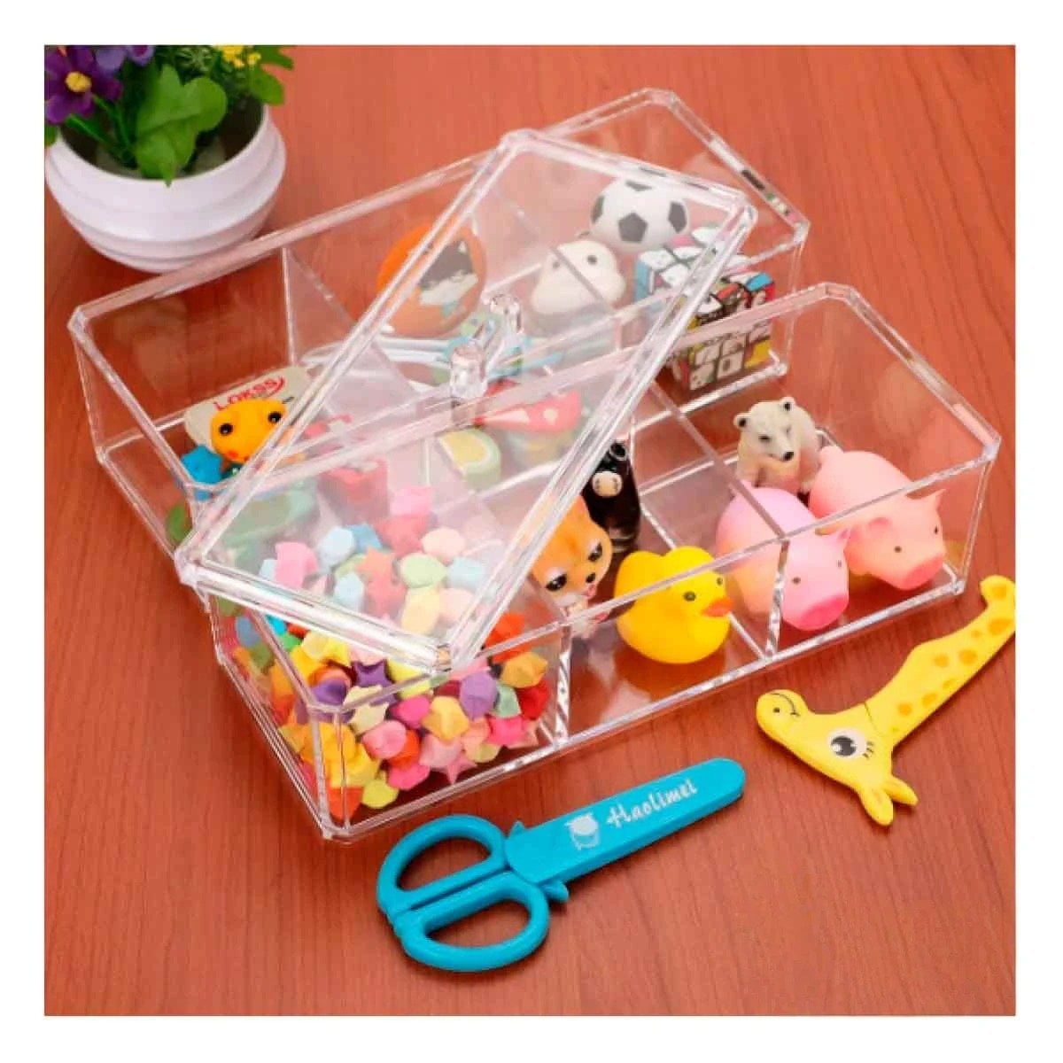 PACK6 ORGANIZADOR DE ACRILICO 2 PISOS TRANSPARENTE CON 6 ESPACIOS Y+PAPEL REGALO - 2