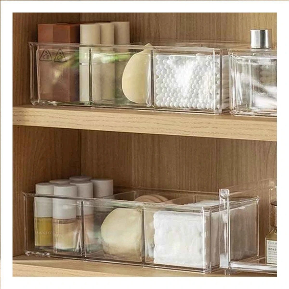 PACK6 ORGANIZADOR DE ACRILICO 2 PISOS TRANSPARENTE CON 6 ESPACIOS Y+PAPEL REGALO - 5