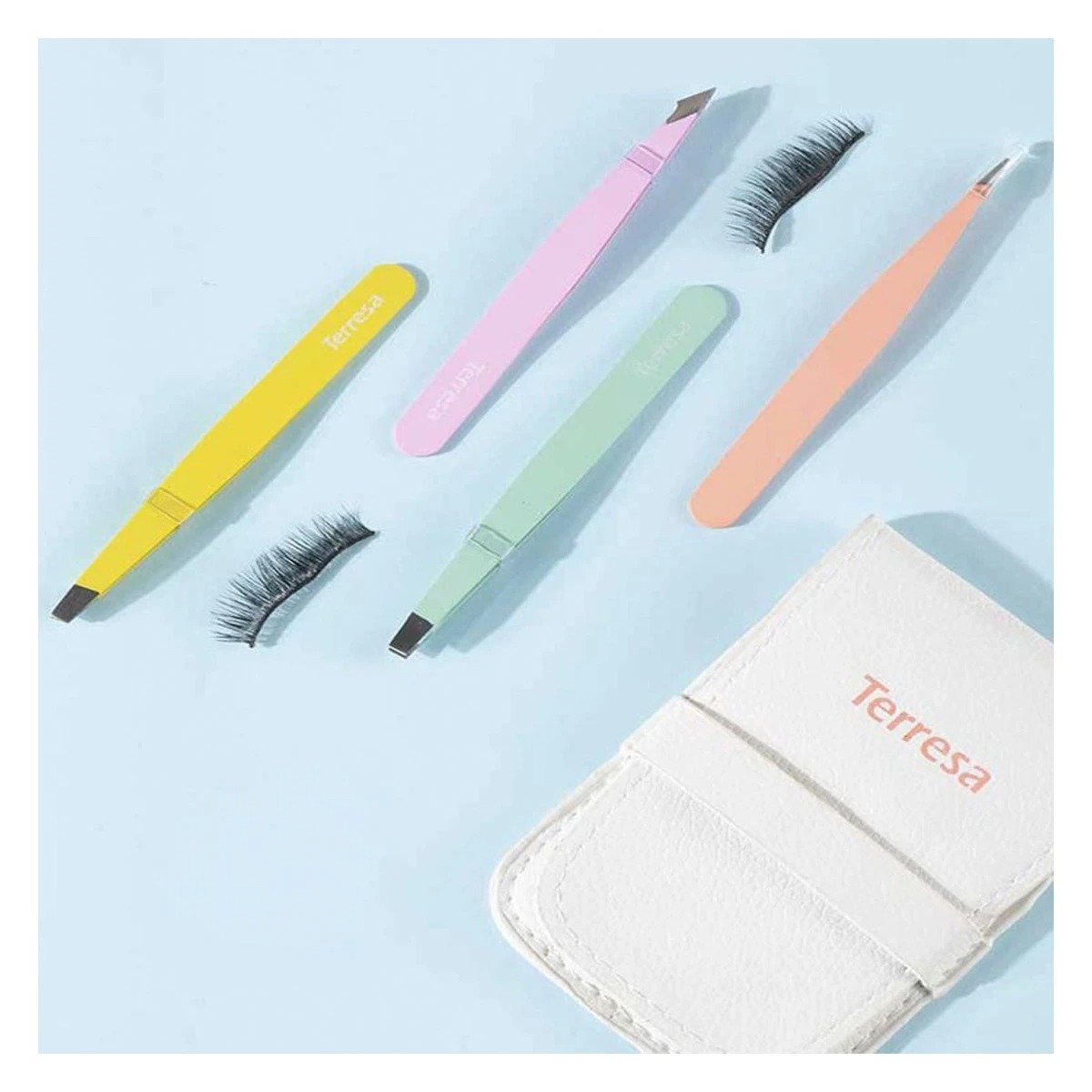 PACK2 SET DE 4 PINZAS MULTICOLOR PARA DEPILACION DE ROSTRO Y CEJAS Y+REGALO STICKER - 1
