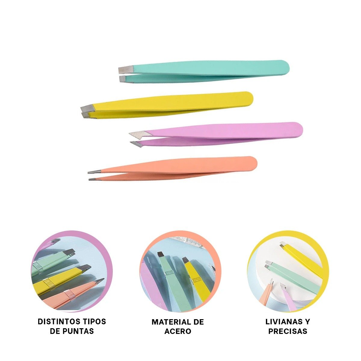 PACK6 SET DE PINZAS MULTICOLOR DE 4 UNIDADES PARA CUIDADO Y BELLEZA FACIAL Y+REGALO STICKER - 2