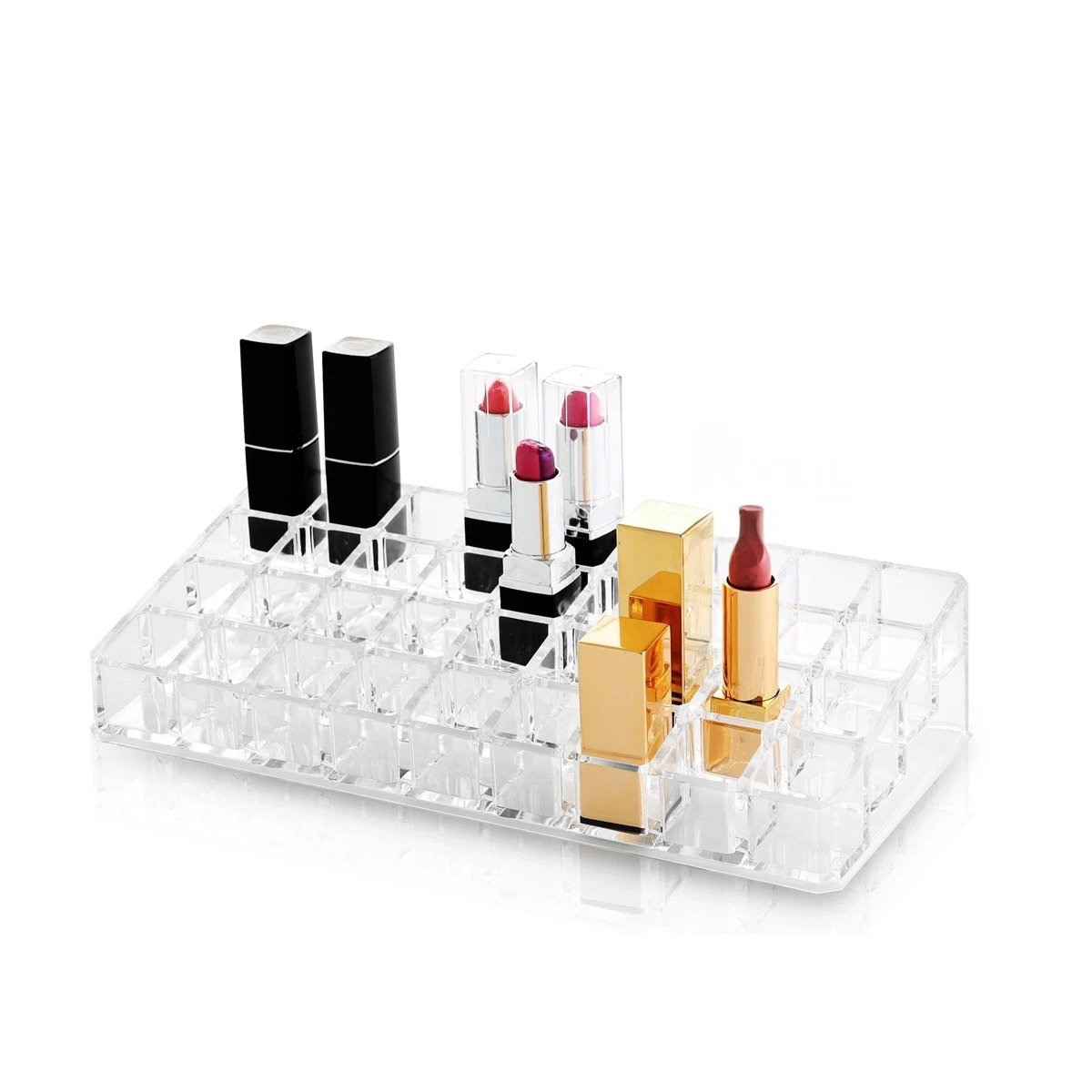PACK4 CONTENEDOR TRANSPARENTE DE ACRILICO PARA 36 LABIALES Y+PAPEL REGALO - 3