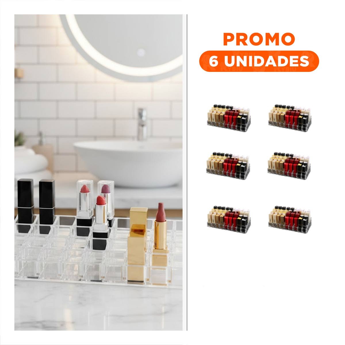 PACK6 ESTUCHE VERTICAL DE ACRILICO TRANSPARENTE PARA 36 LABIALES - 1