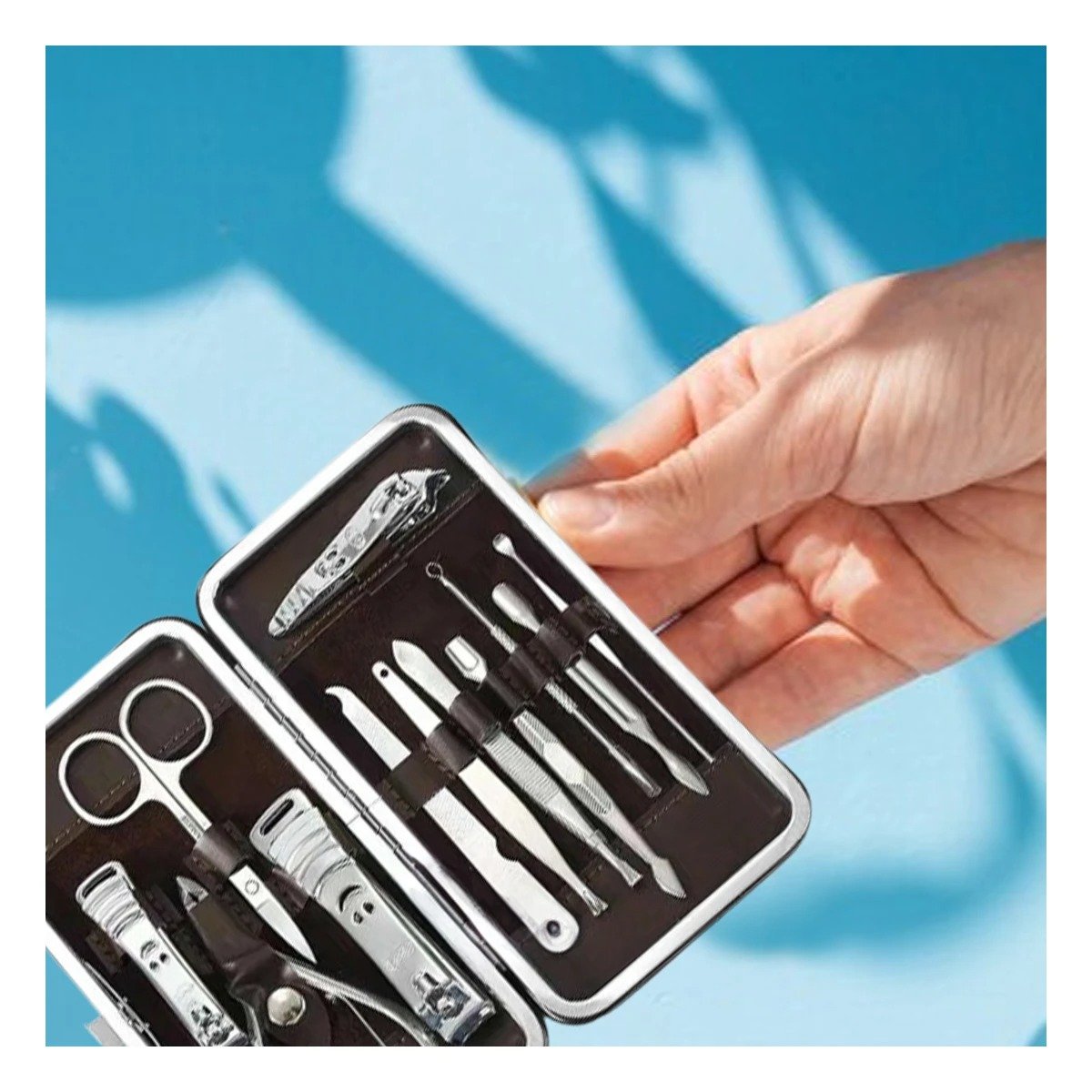 PACK4 MALETIN COMPLETO PARA MANICURE Y PEDICURE 12 PIEZAS ROJO Y+PAPEL REGALO - 5