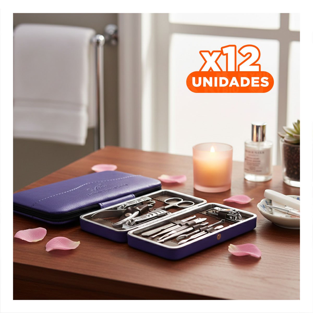 PACK6 ORGANIZADOR COMPACTO PARA BELLEZA DE UÑAS 12 PIEZAS AZUL ACERO Y+REGALO STICKER - 1