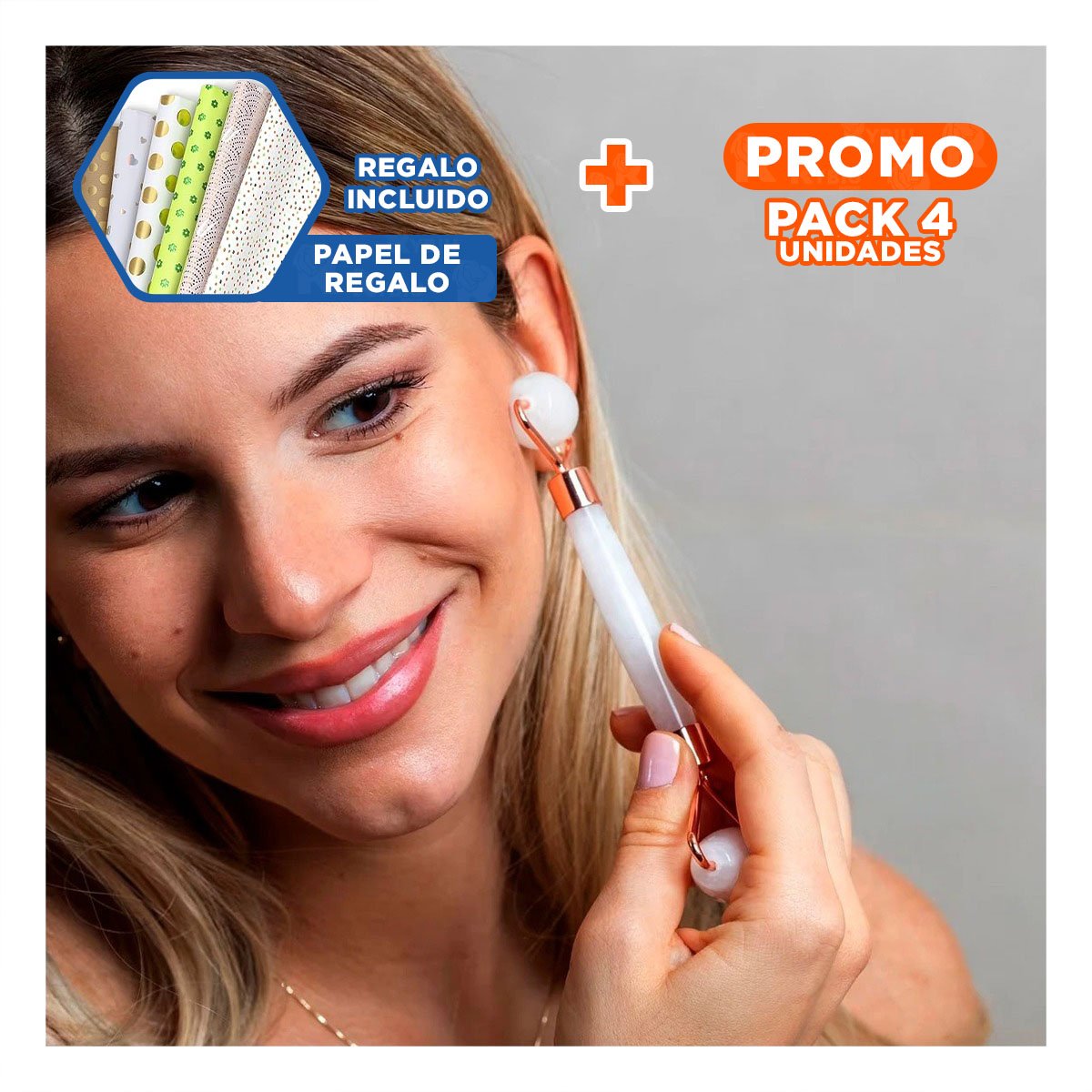 PACK4 EXTRACTOR DE JADE SET DE 3 BLANCO PARA MASAJE SUAVE Y BELLEZA NATURAL Y+PAPEL REGALO - 1
