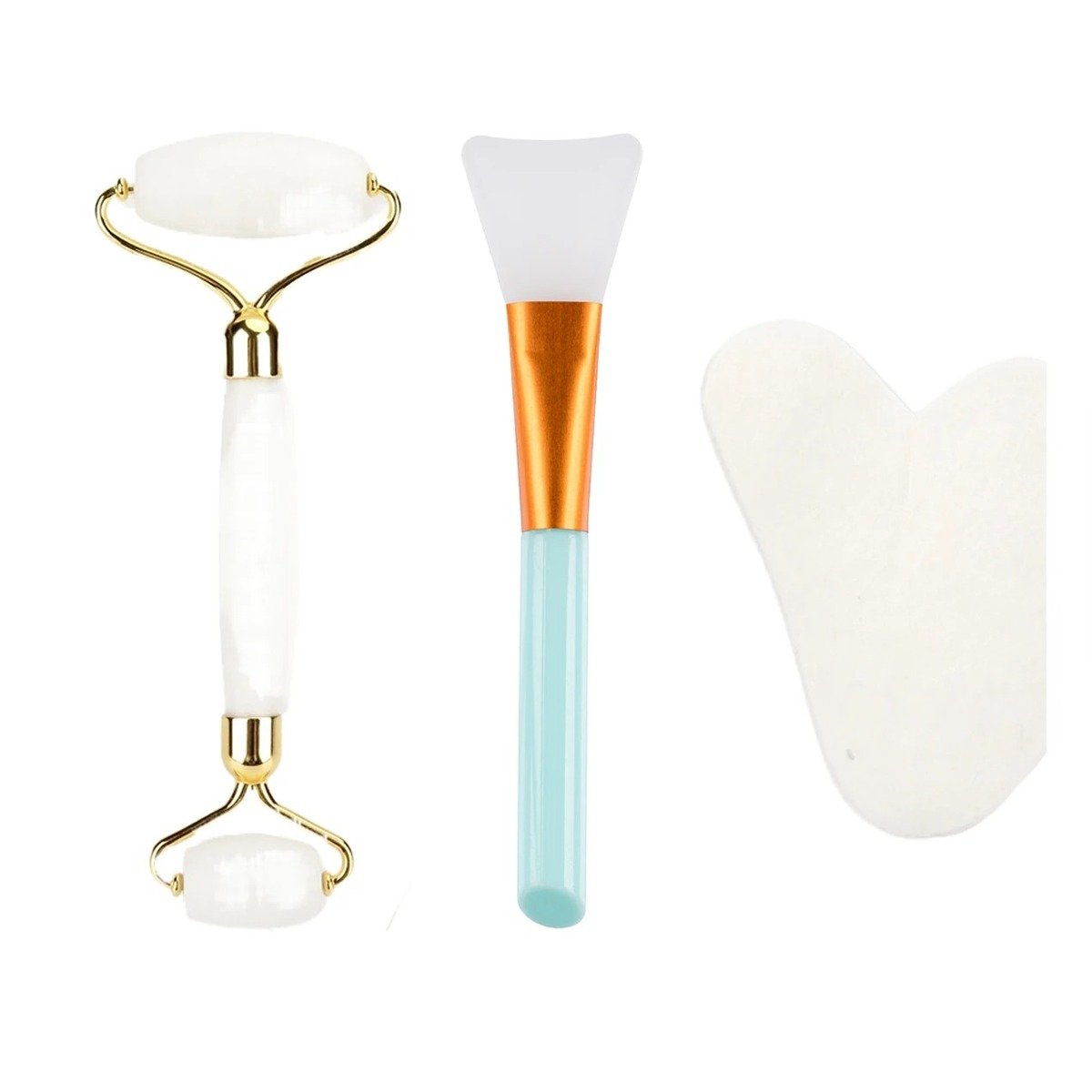 PACK4 EXTRACTOR DE JADE SET DE 3 BLANCO PARA MASAJE SUAVE Y BELLEZA NATURAL Y+PAPEL REGALO - 3