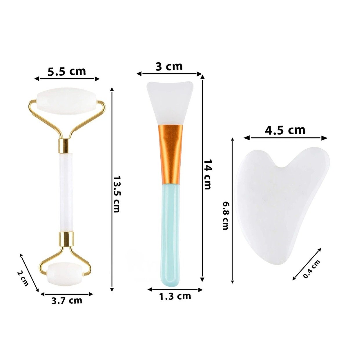 PACK4 EXTRACTOR DE JADE SET DE 3 BLANCO PARA MASAJE SUAVE Y BELLEZA NATURAL Y+PAPEL REGALO - 4
