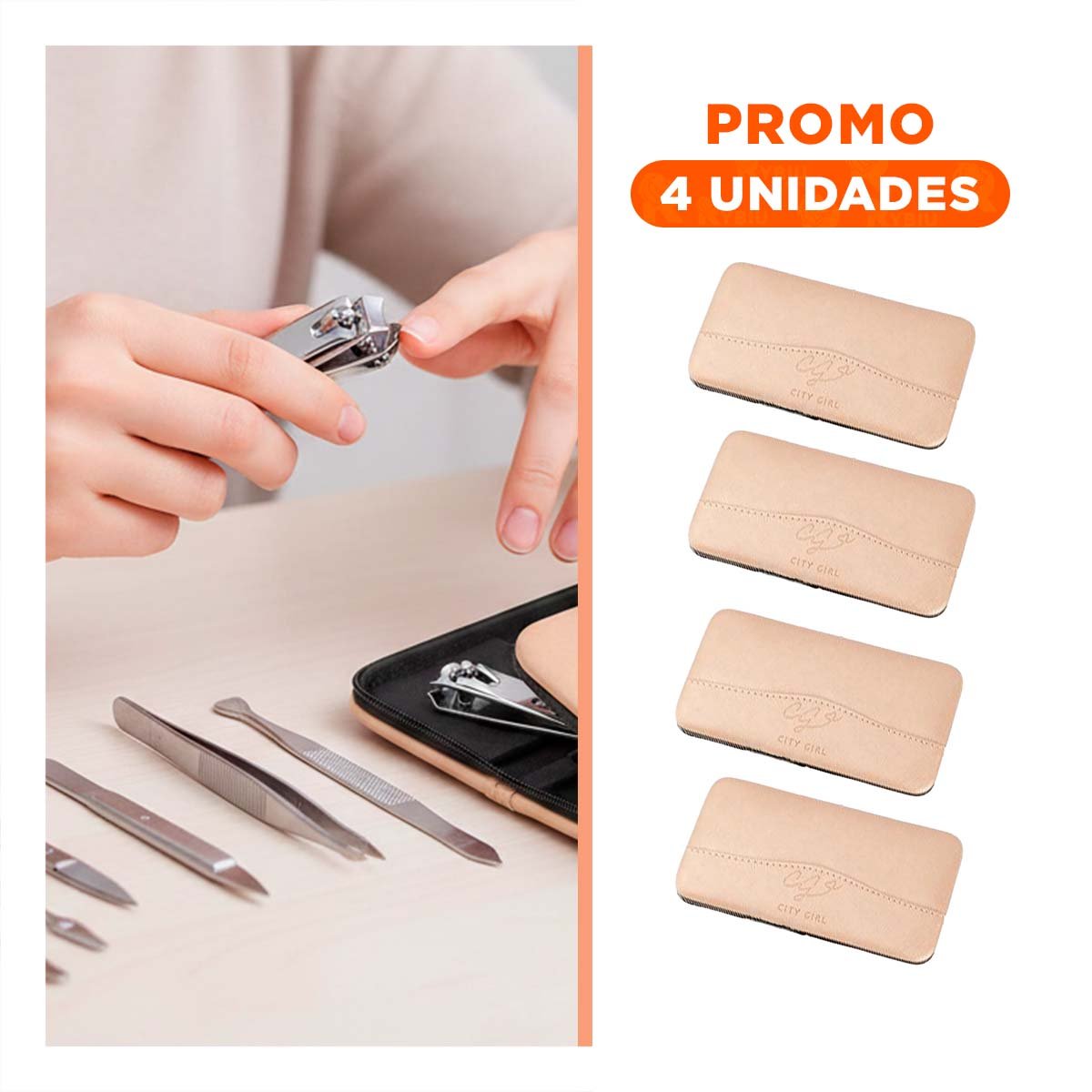 PACK4 MALETIN COMPLETO PARA MANICURE Y PEDICURE 12 PIEZAS MELON Y+REGALO STICKER - 1