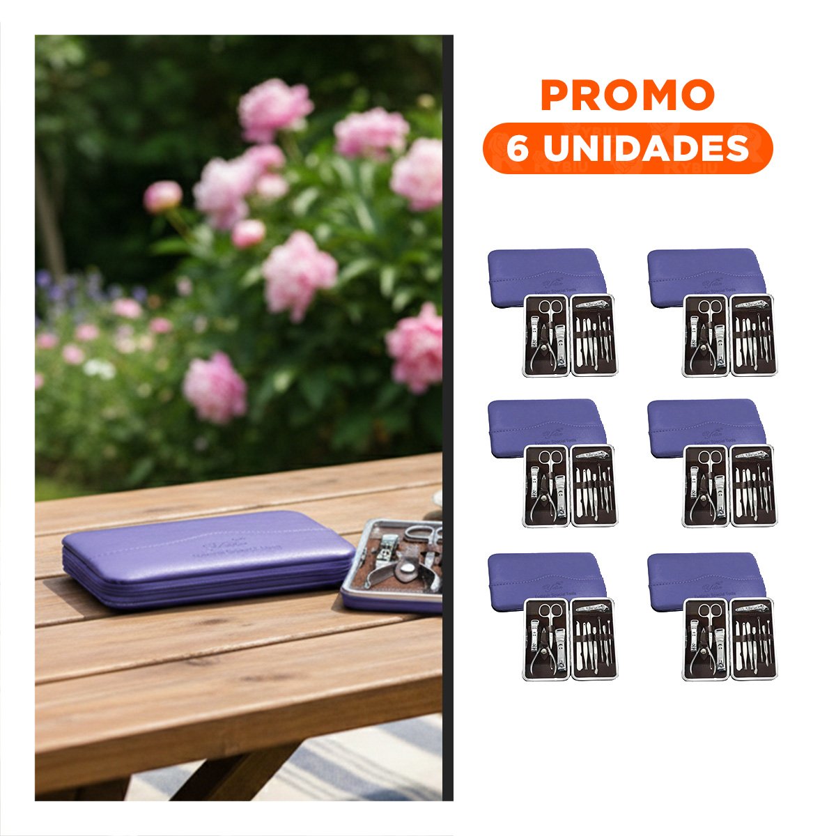 PACK4 MALETIN COMPLETO PARA MANICURE Y PEDICURE 12 PIEZAS AZUL ACERO Y+REGALO STICKER - 1