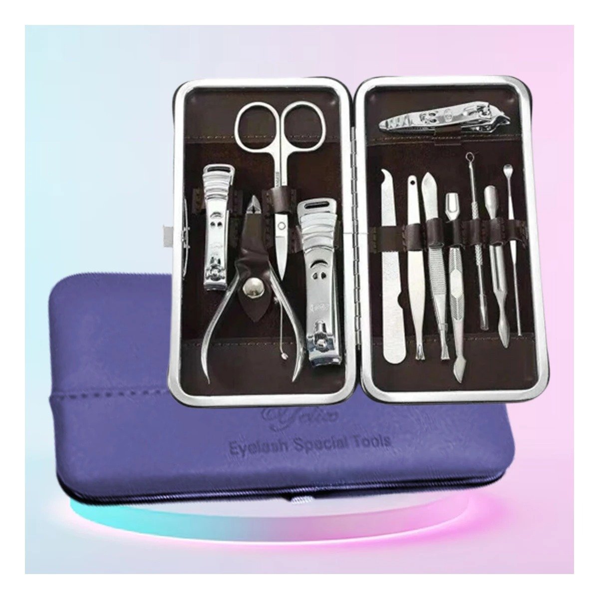 PACK12 ORGANIZADOR PORTATIL PARA HERRAMIENTAS DE UÑAS 12 PIEZAS AZUL ACERO Y+PAPEL REGALO - 5