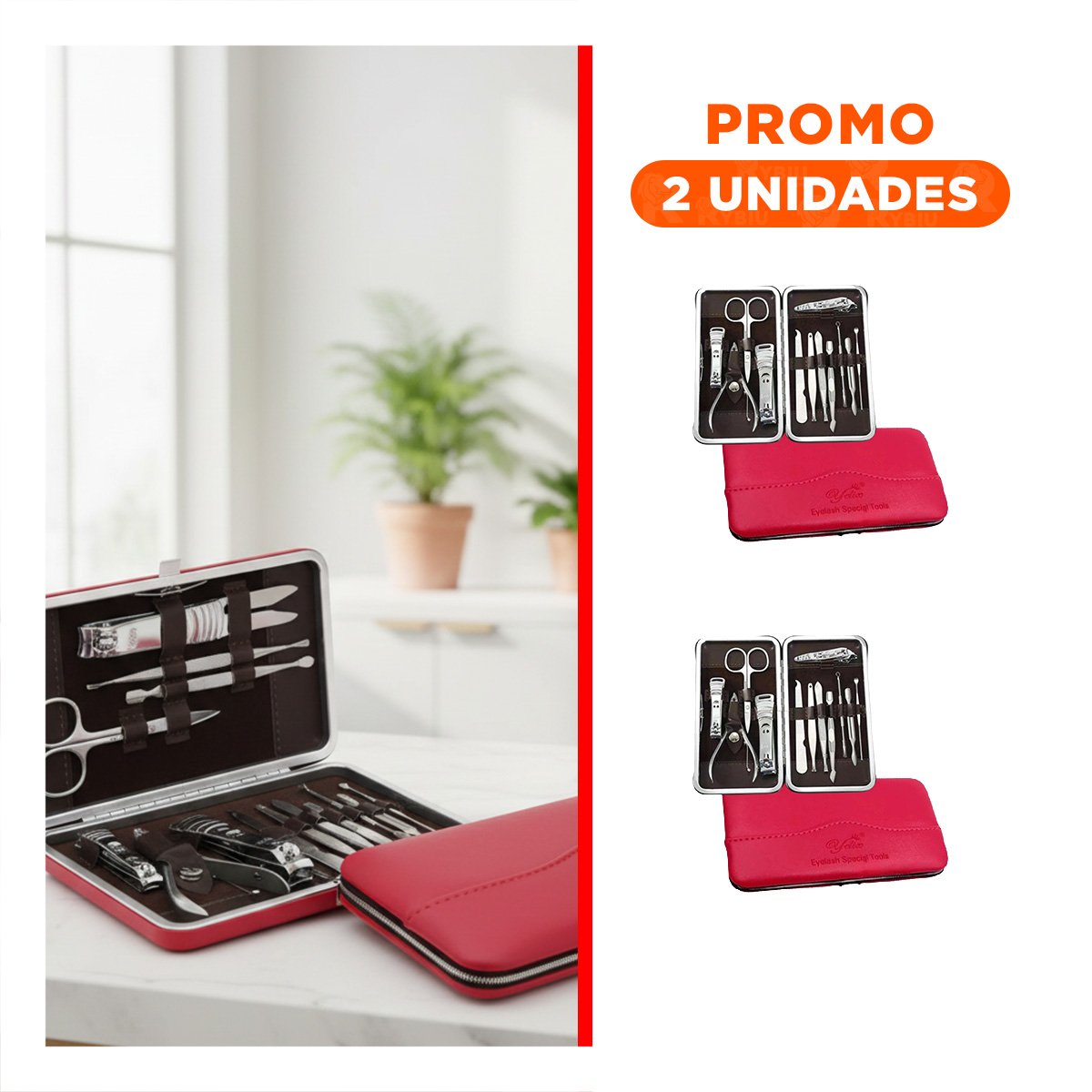 PACK2 EQUIPO PRACTICO PARA CUIDADO DE MANOS Y PIES 12 PIEZAS ROJO - 1