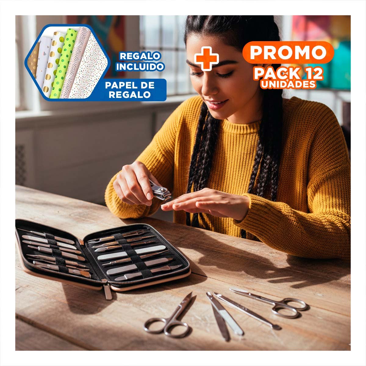 PACK12 ORGANIZADOR PROFESIONAL PARA MANOS Y PIES 12 PIEZAS COLOR MELON Y+PAPEL REGALO - 1