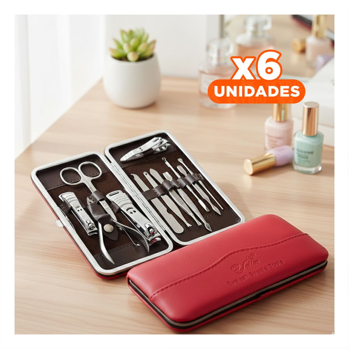 PACK6 ORGANIZADOR DE ACCESORIOS PARA UÑAS 12 PIEZAS ROJO Y+REGALO STICKER - 1
