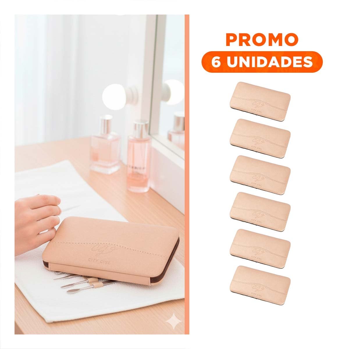 PACK6 MALETIN ORGANIZADOR PARA UÑAS 12 PIEZAS MANICURE Y PEDICURE MELON - 1