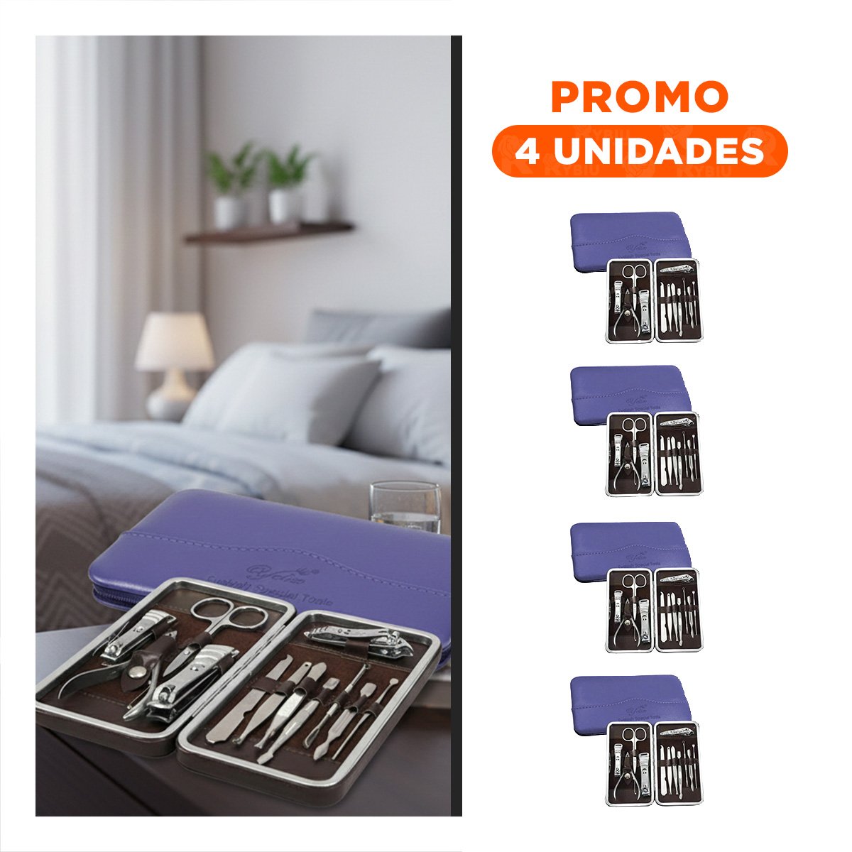 PACK2 EQUIPO PRACTICO PARA CUIDADO DE MANOS Y PIES 12 PIEZAS AZUL ACERO - 1