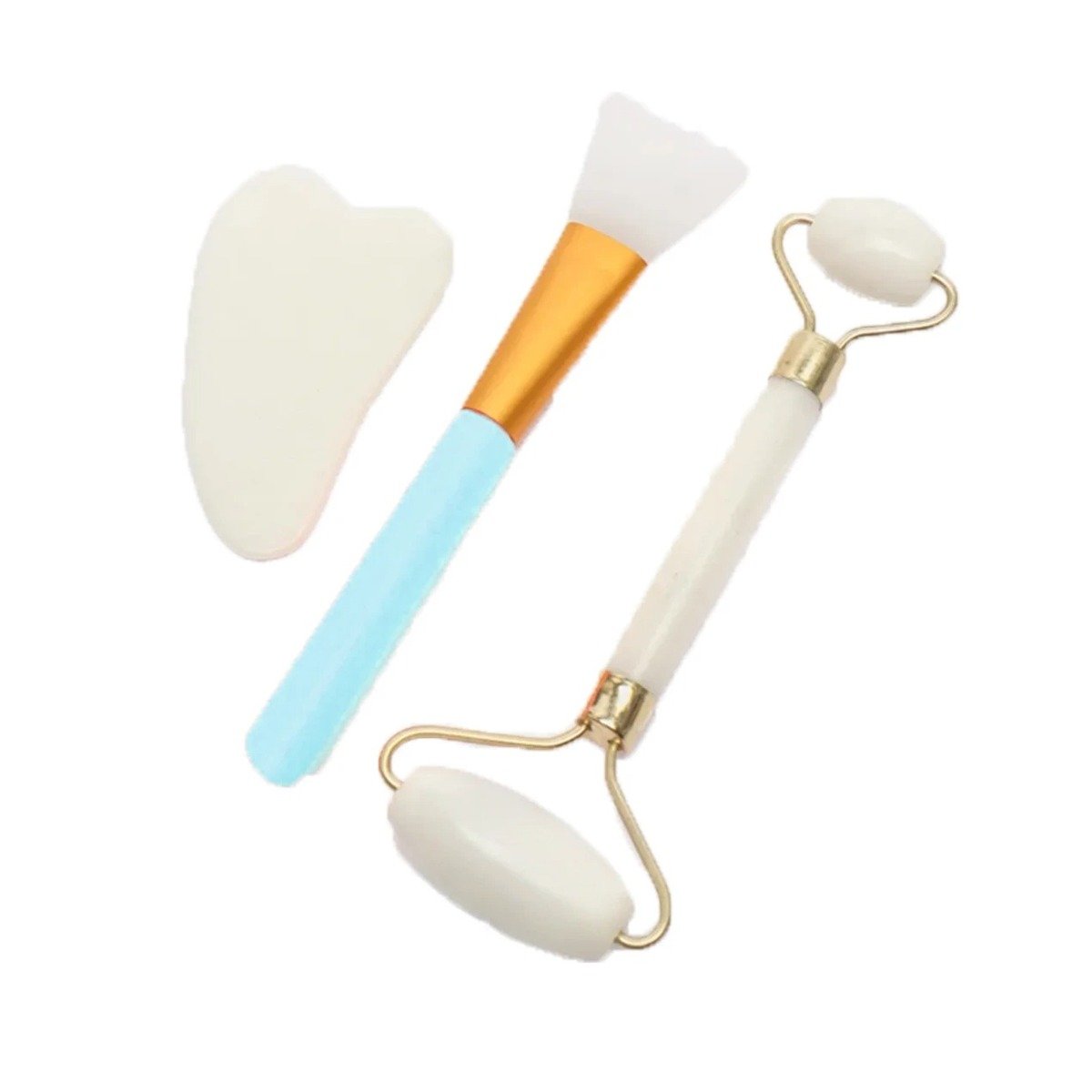 PACK12 INSTRUMENTO FACIAL BLANCO SET DE 3 DE JADE PARA CUIDADO Y+REGALO STICKER - 2